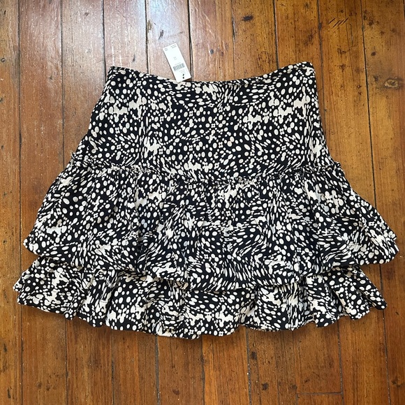Anthropologie Dresses & Skirts - Anthropologie Maeve Tiered Mini Skirt New Size 12 Black White ANTHRO NWT